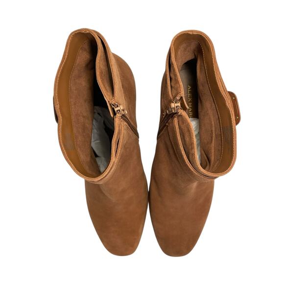 Alex Marie NWOB Paxton Tan Suede Leather Square Toe Cylinder Heel Booties - Picture 3 of 12